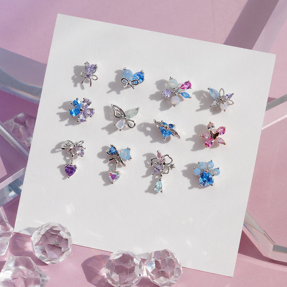 [Surgical] Multiple Colors Blue Purple Pink Flower (12 Types) 16G 14G Body Piercing Back Piercing Cartilage Piercing 