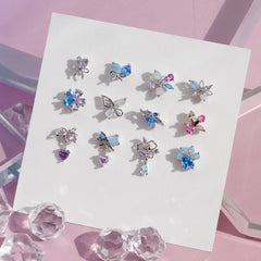 [Surgical] Multiple Colors Blue Purple Pink Flower (12 Types) 16G 14G Body Piercing Back Piercing Cartilage Piercing 