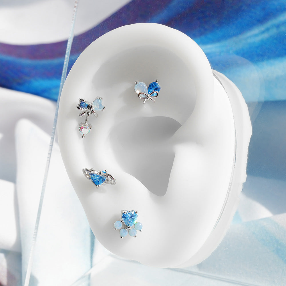 [Surgical] Multiple Colors Blue Purple Pink Flower (12 Types) 16G 14G Body Piercing Back Piercing Cartilage Piercing 