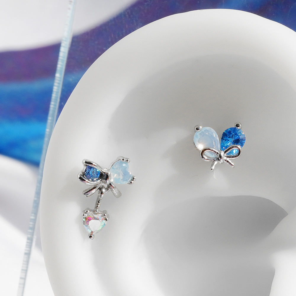 [Surgical] Multiple Colors Blue Purple Pink Flower (12 Types) 16G 14G Body Piercing Back Piercing Cartilage Piercing 