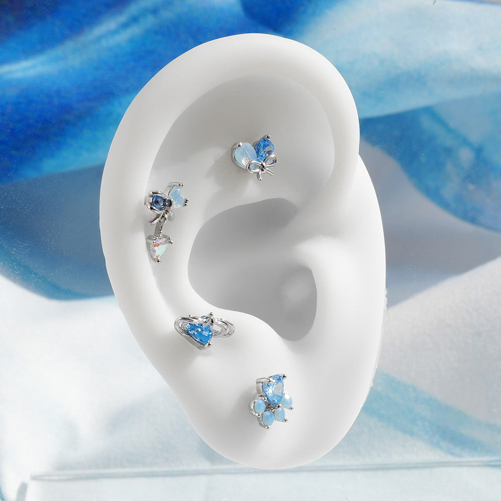 [Surgical] Multiple Colors Blue Purple Pink Flower (12 Types) 16G 14G Body Piercing Back Piercing Cartilage Piercing 