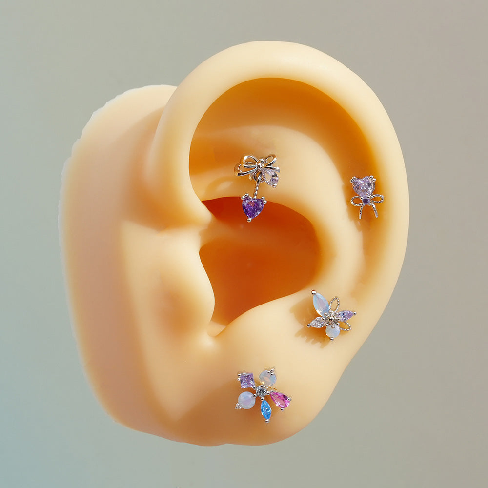 [Surgical] Multiple Colors Blue Purple Pink Flower (12 Types) 16G 14G Body Piercing Back Piercing Cartilage Piercing 