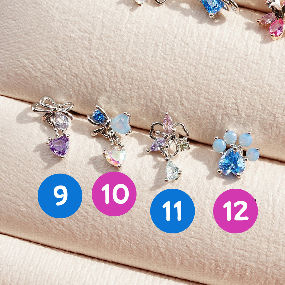 [Surgical] Multiple Colors Blue Purple Pink Flower (12 Types) 16G 14G Body Piercing Back Piercing Cartilage Piercing 