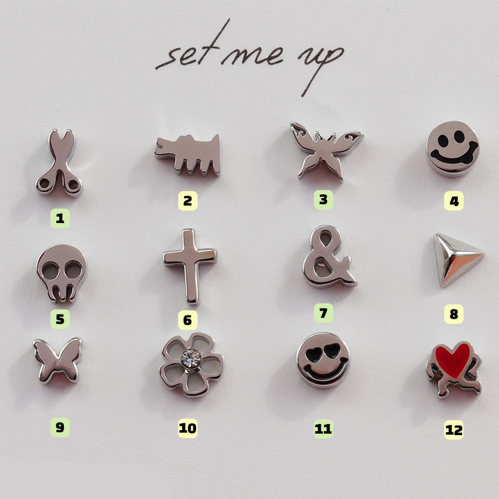 [All Surgical] Simple Icon (12 Types) 16G Body Piercing Back Piercing Cartilage Piercing 