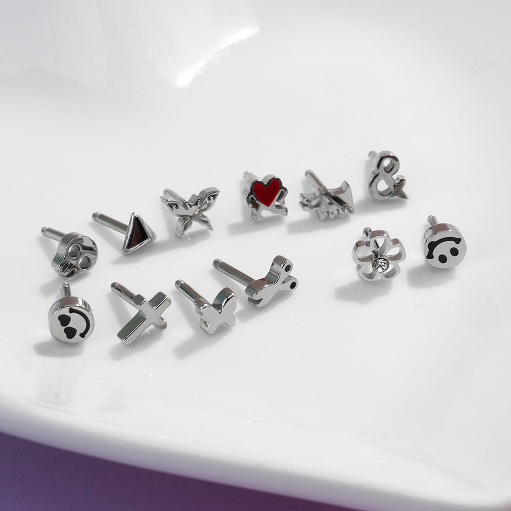 [All Surgical] Simple Icon (12 Types) 16G Body Piercing Back Piercing Cartilage Piercing 