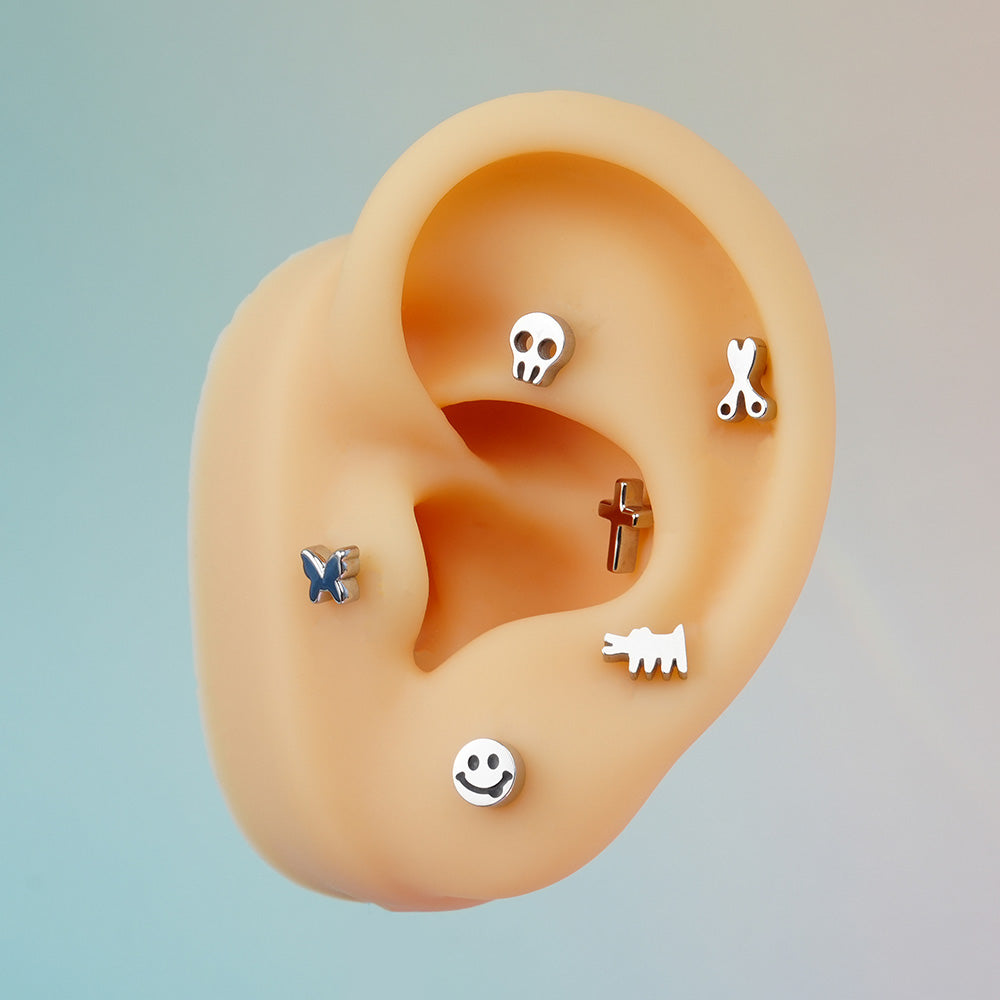 [All Surgical] Simple Icon (12 Types) 16G Body Piercing Back Piercing Cartilage Piercing 