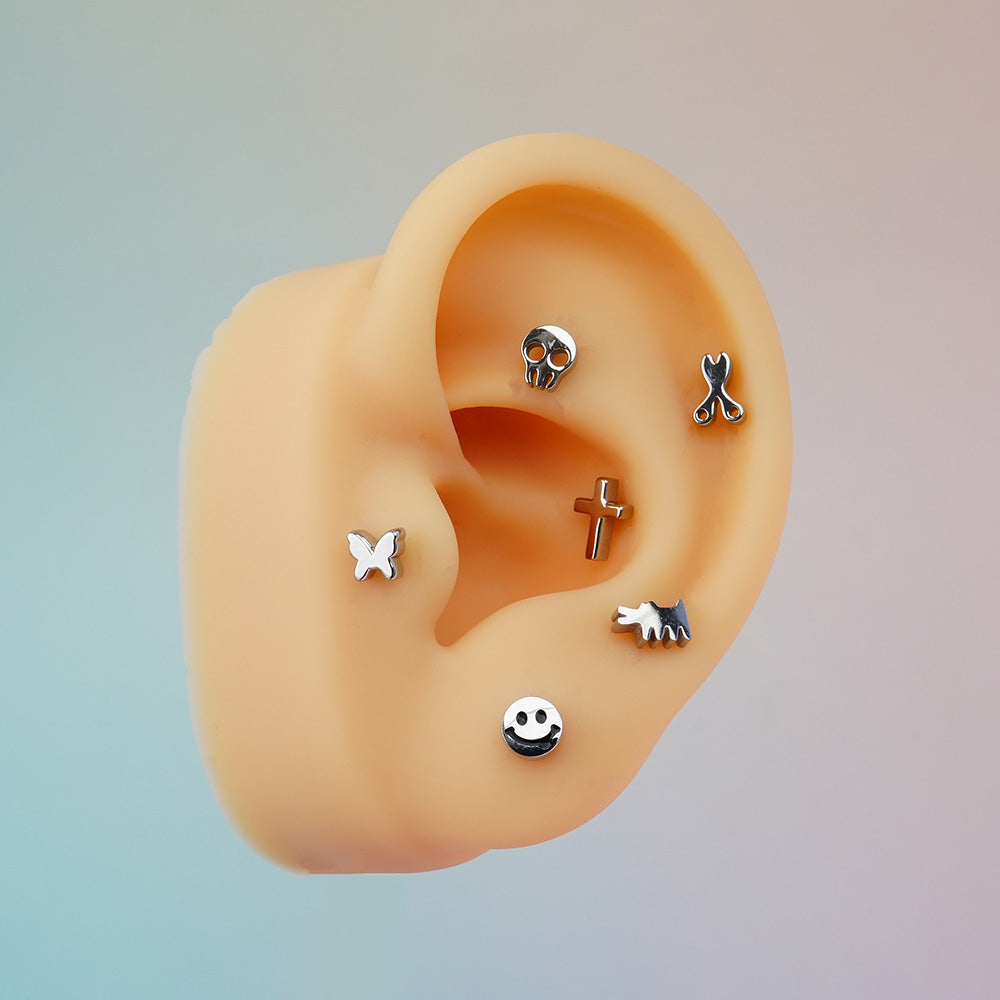 [All Surgical] Simple Icon (12 Types) 16G Body Piercing Back Piercing Cartilage Piercing 