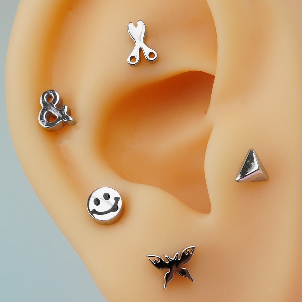 [All Surgical] Simple Icon (12 Types) 16G Body Piercing Back Piercing Cartilage Piercing 