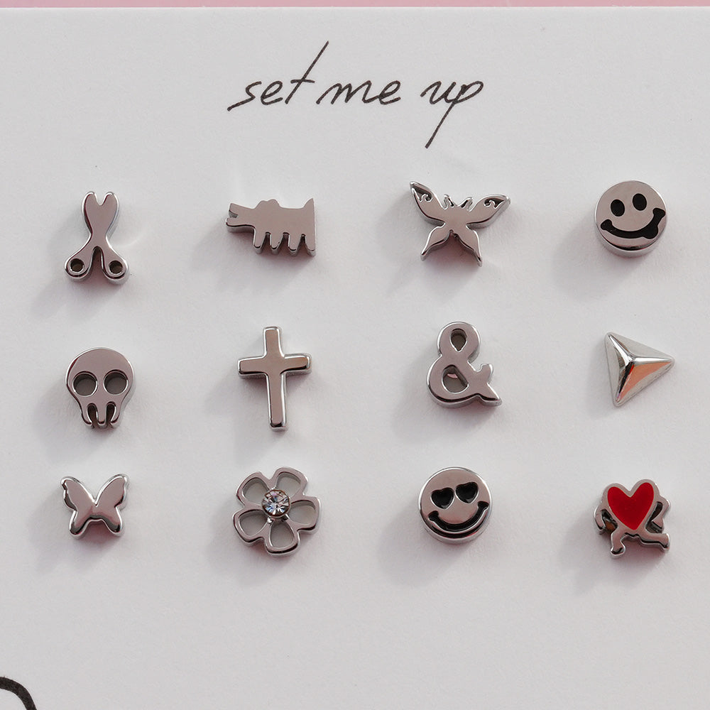 [All Surgical] Simple Icon (12 Types) 16G Body Piercing Back Piercing Cartilage Piercing 