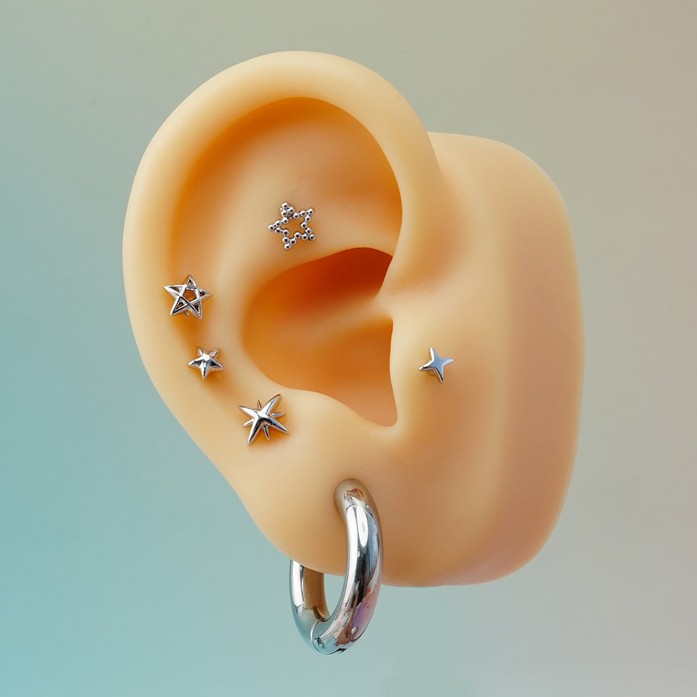 【1+1】[サージカル]星 スター (5Type) 16G ボディピアス キャッチ ピアッシング 軟骨ピアス