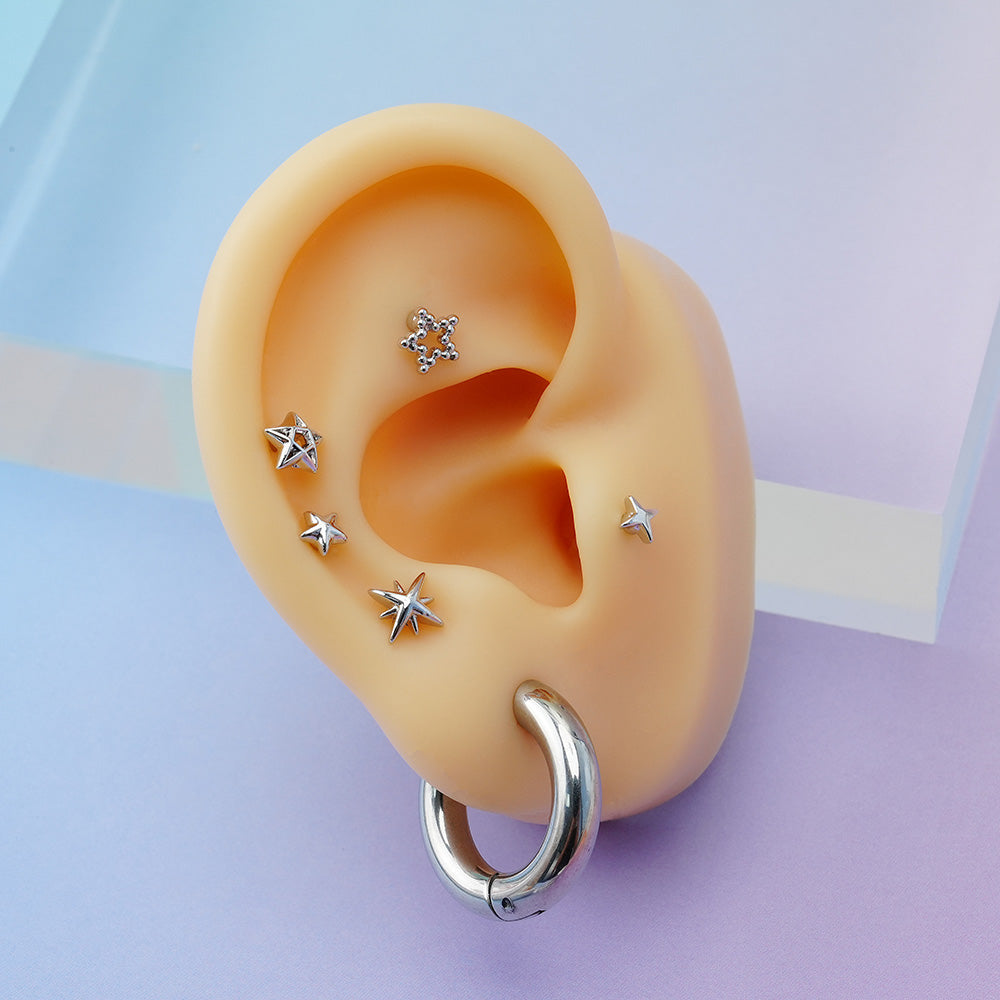 【1+1】[サージカル]星 スター (5Type) 16G ボディピアス キャッチ ピアッシング 軟骨ピアス