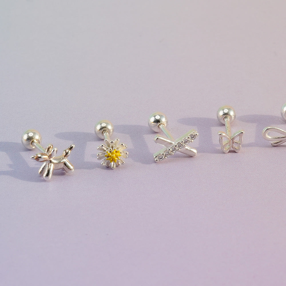 Ver.5 [925 Silver] Silver body piercing, cartilage piercing, single ear, collection, 20G, single ear 