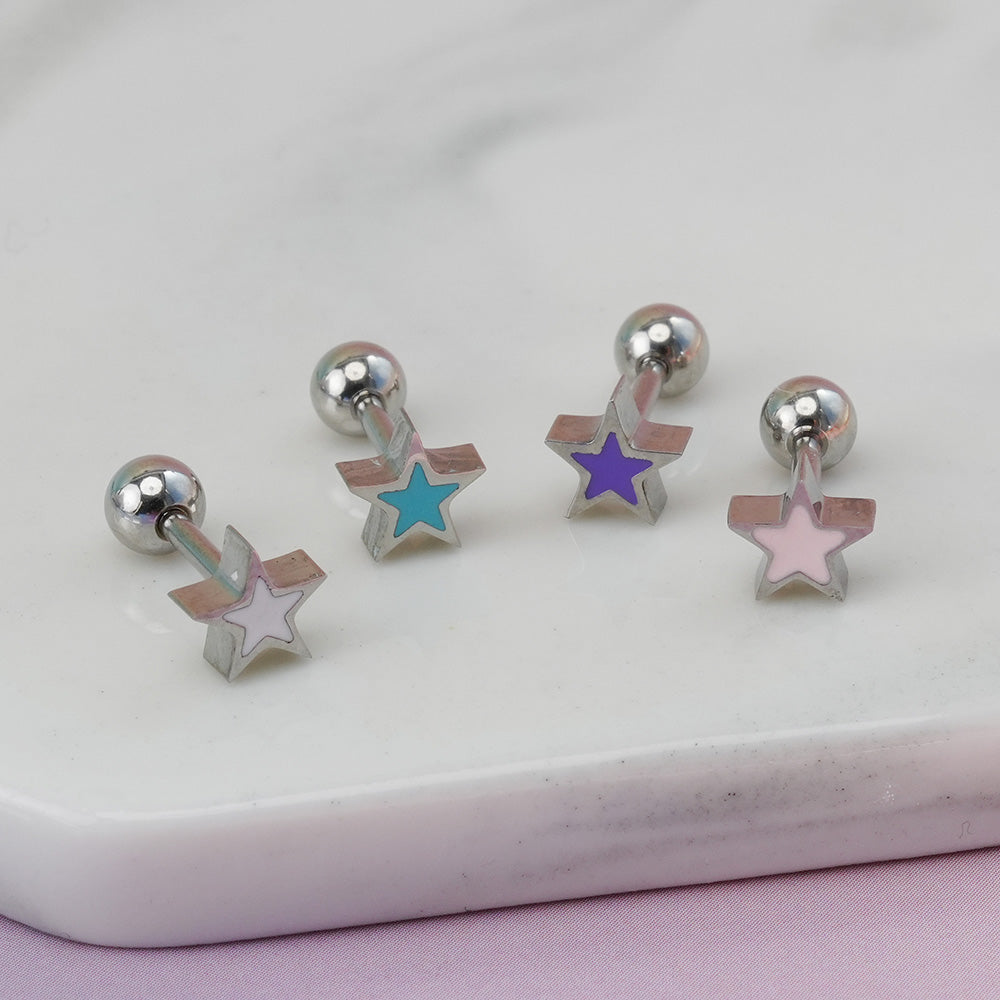 [All Surgical] Color Star (4 Colors) 16G Body Piercing เจาะหลัง เจาะกระดูกอ่อน 