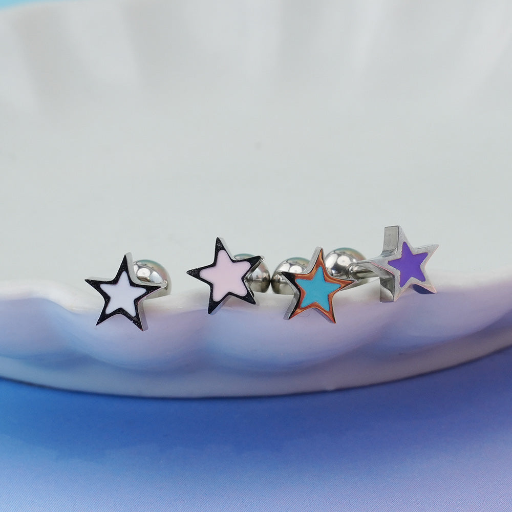 [All Surgical] Color Star (4 Colors) 16G Body Piercing เจาะหลัง เจาะกระดูกอ่อน 