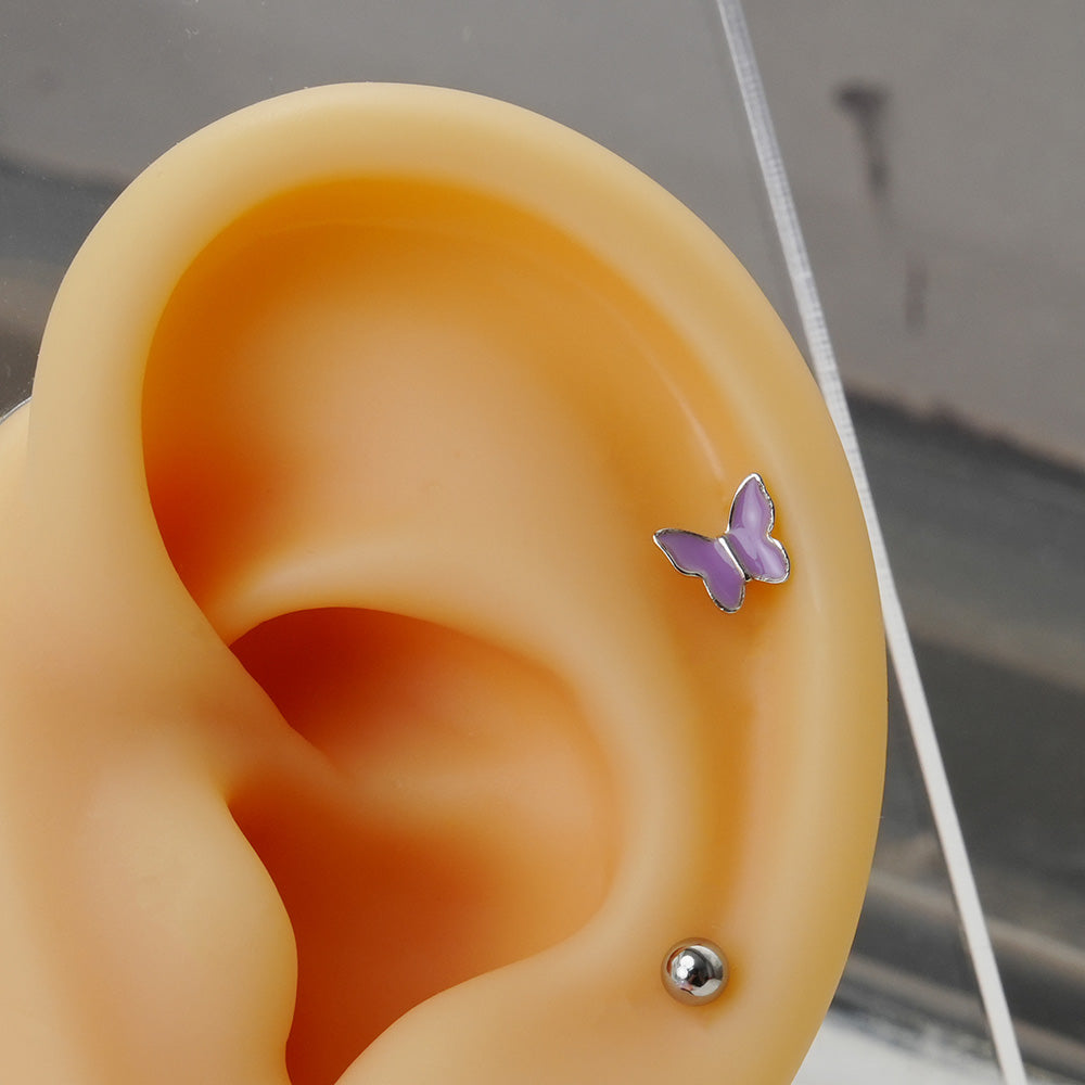 [Surgical] Color Butterfly (5 Colors) 16G/14G Body Piercing Back Piercing Cartilage Piercing 