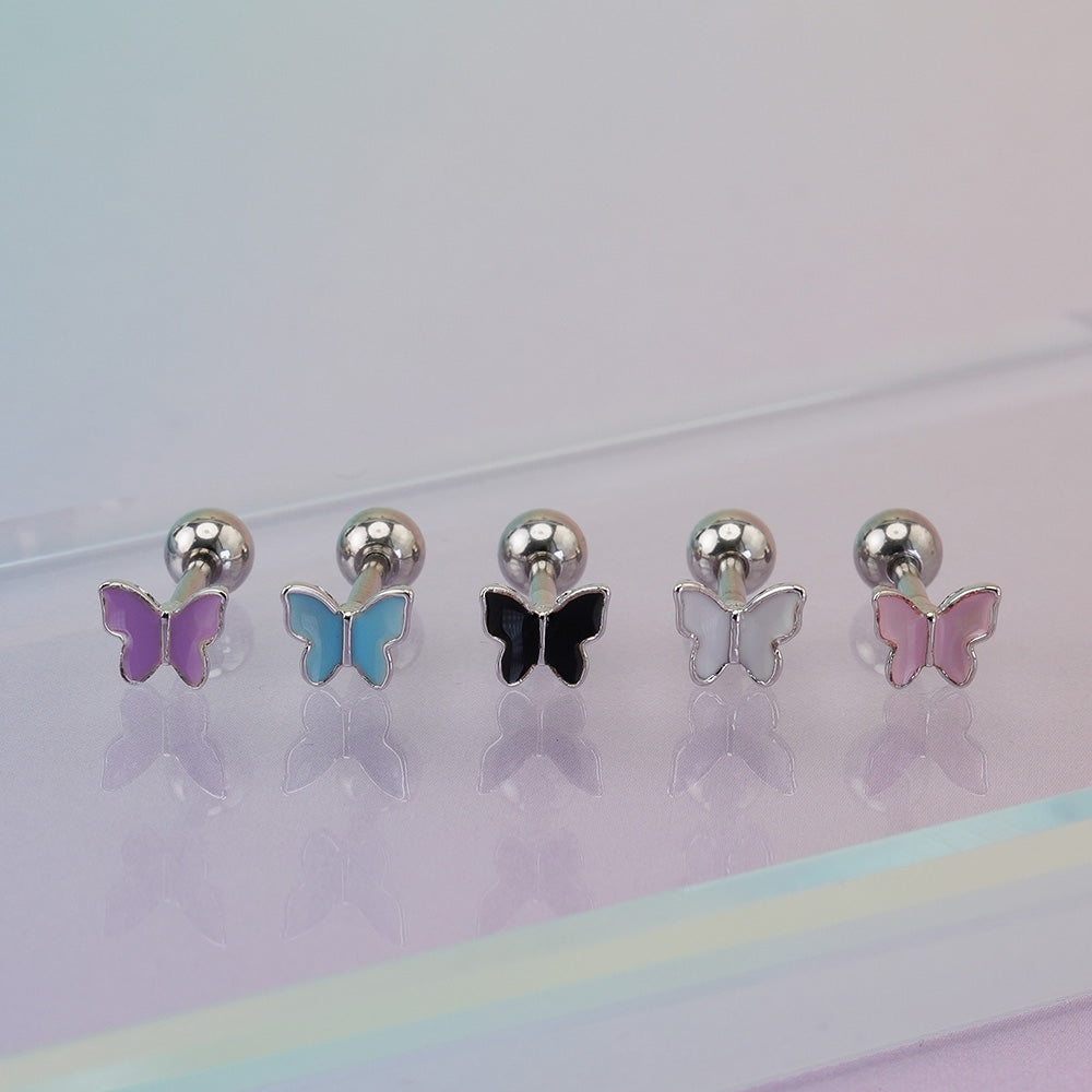 [Surgical] Color Butterfly (5 Colors) 16G/14G Body Piercing Back Piercing Cartilage Piercing 