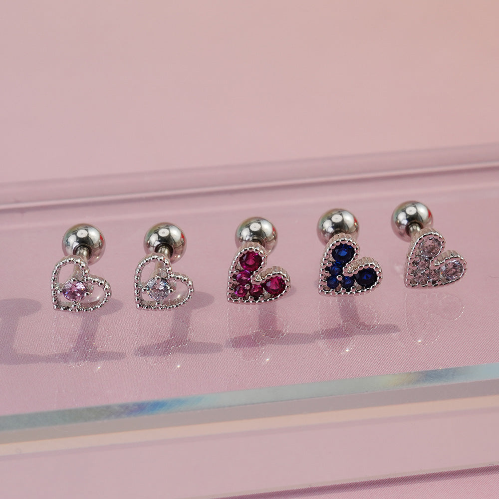 [Surgical] Heart Cubic Point (5Type) 16G/14G Body Piercing Collection Back Piercing Cartilage Piercing 