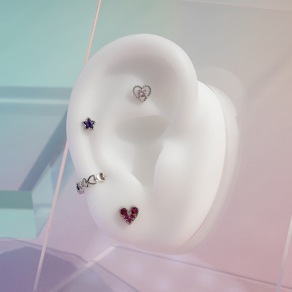 [Surgical] Heart Cubic Point (5Type) 16G/14G Body Piercing Collection Back Piercing Cartilage Piercing 