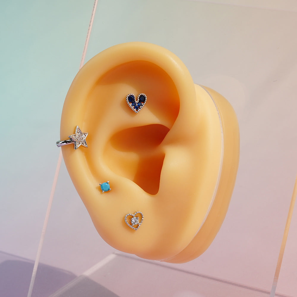 [Surgical] Heart Cubic Point (5Type) 16G/14G Body Piercing Collection Back Piercing Cartilage Piercing 