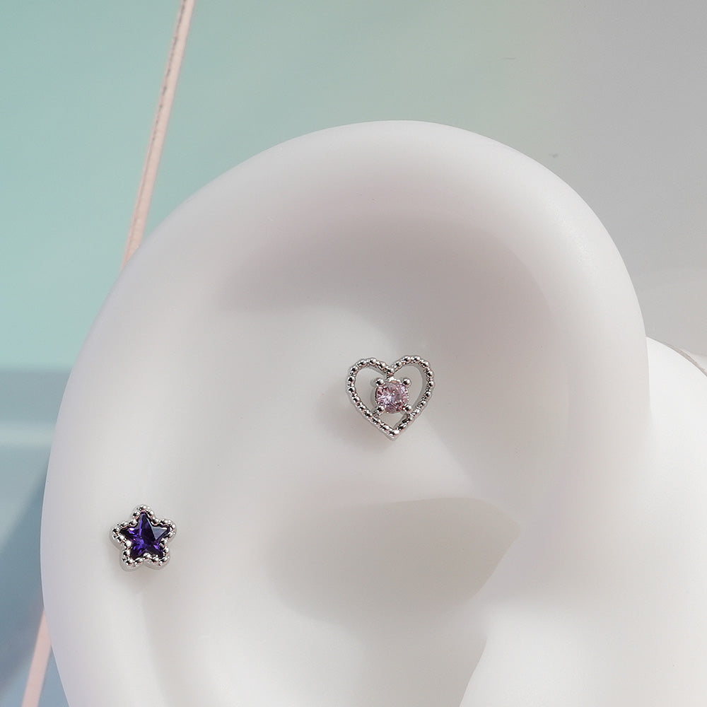 [Surgical] Heart Cubic Point (5Type) 16G/14G Body Piercing Collection Back Piercing Cartilage Piercing 