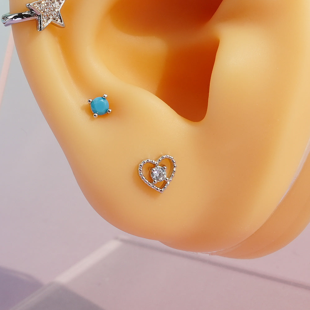 [Surgical] Heart Cubic Point (5Type) 16G/14G Body Piercing Collection Back Piercing Cartilage Piercing 