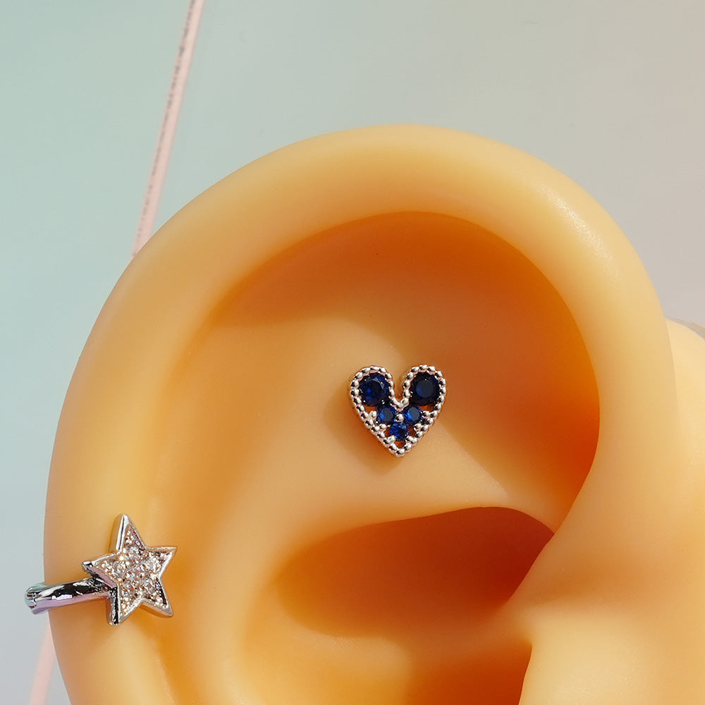 [Surgical] Heart Cubic Point (5Type) 16G/14G Body Piercing Collection Back Piercing Cartilage Piercing 