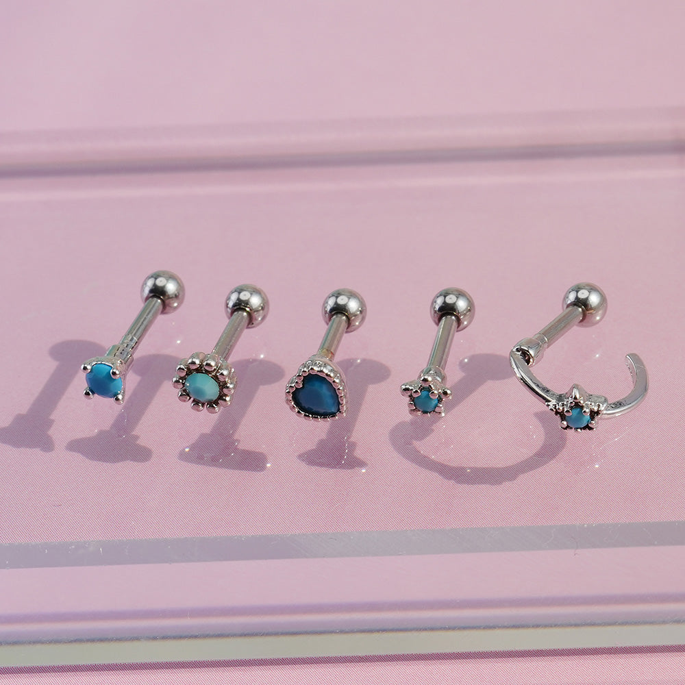 [Surgical] Turquoise (5 Types) 16G/14G Body Piercing Back Piercing Cartilage Piercing 