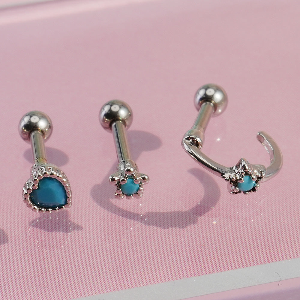 [Surgical] Turquoise (5 Types) 16G/14G Body Piercing Back Piercing Cartilage Piercing 