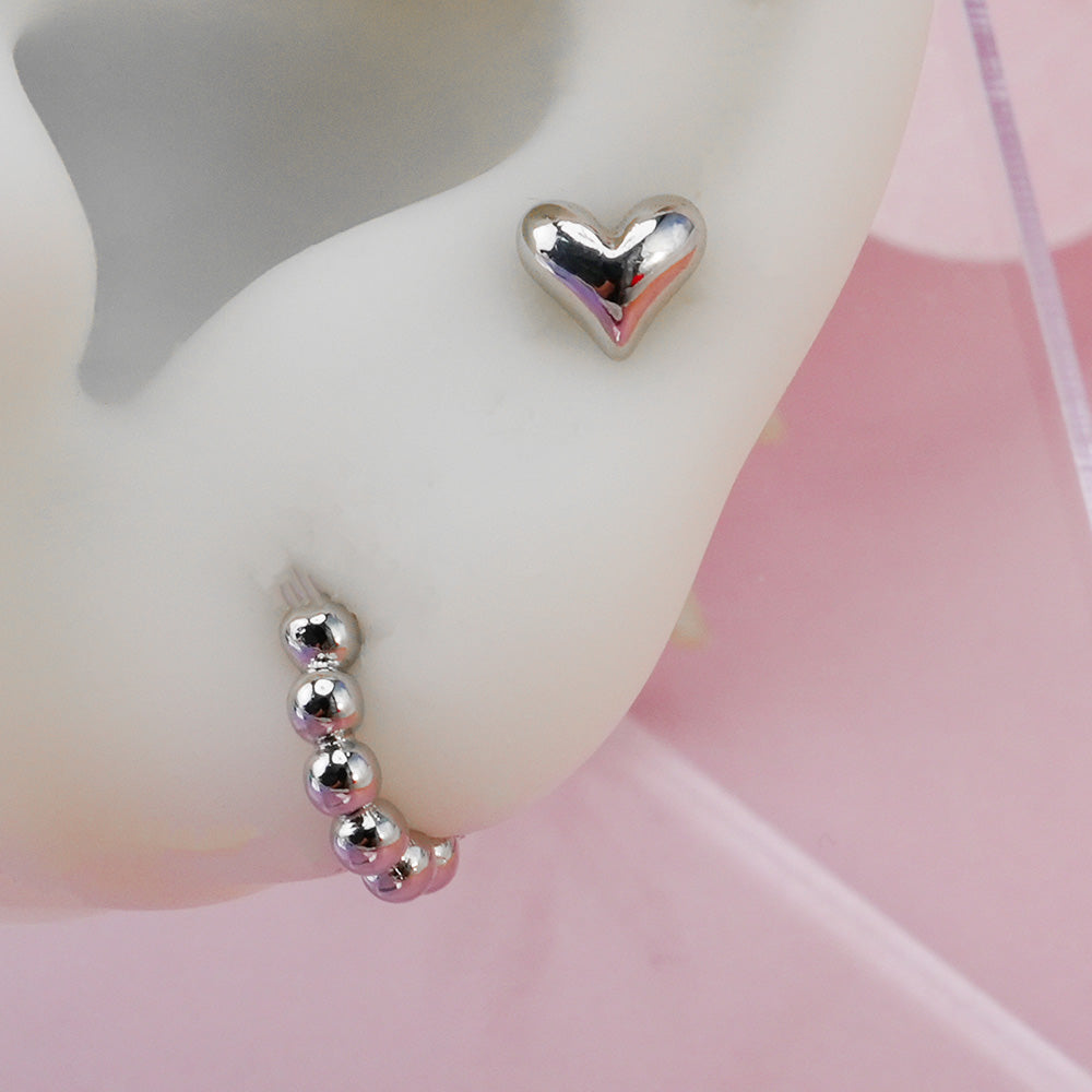 [Surgical] Volume Heart (3 Colors) 16G/14G Body Piercing Back Piercing Cartilage Piercing 