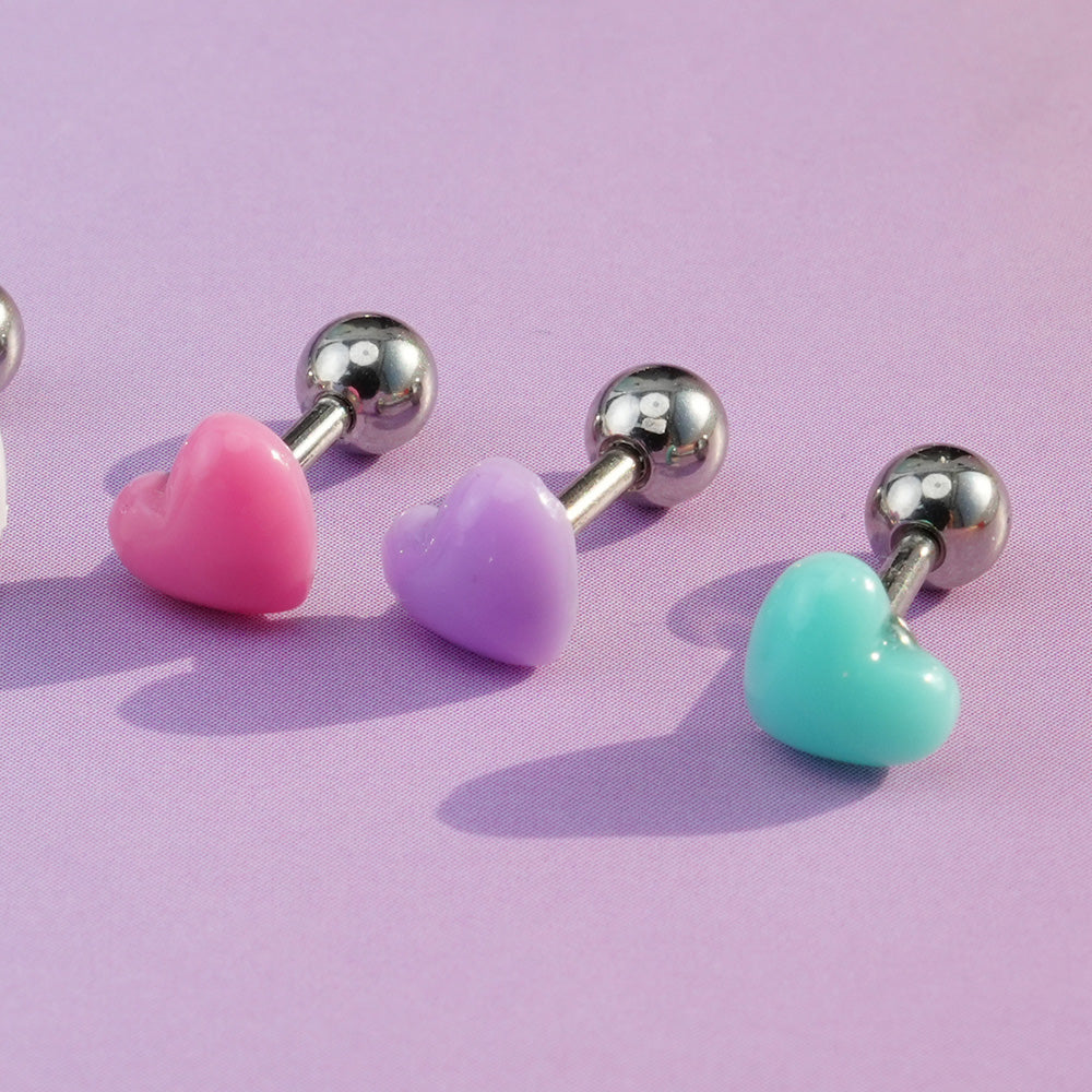 [Surgical] Lovely Heart (6 Colors) 16G Body Piercing Collection Back Piercing 