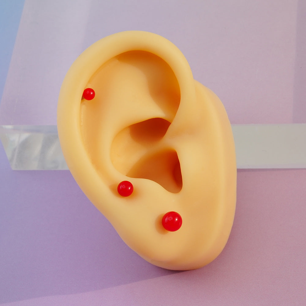 [Surgical] Red Acrylic Ball (3 Sizes) 16G 14G Body Piercing Back Piercing Cartilage Piercing 