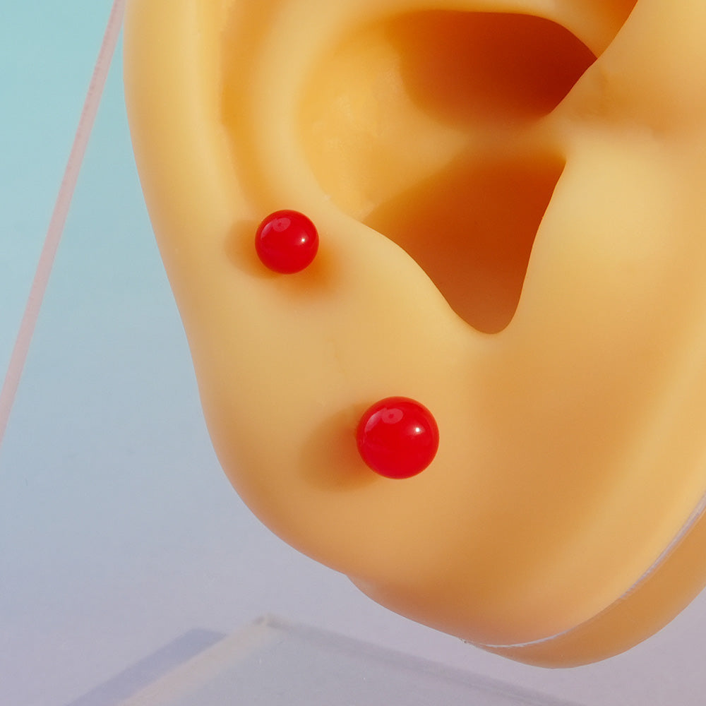 [Surgical] Red Acrylic Ball (3 Sizes) 16G 14G Body Piercing Back Piercing Cartilage Piercing 