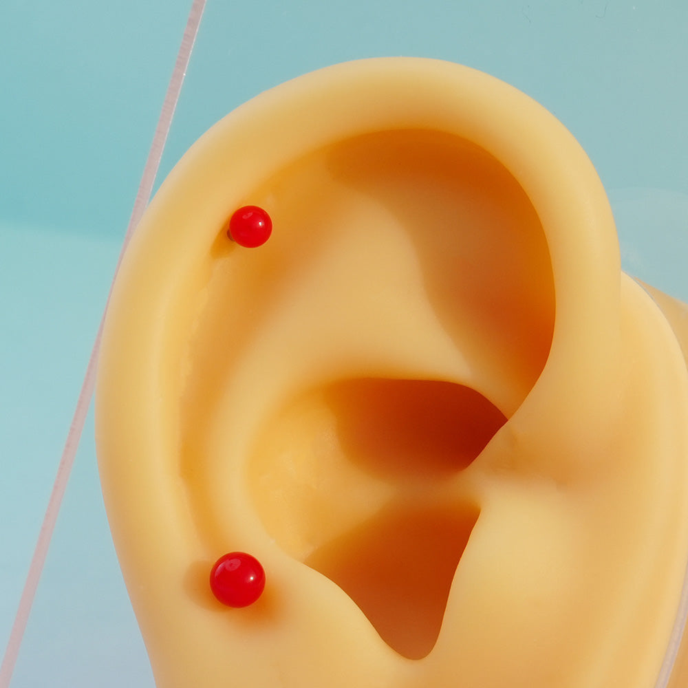 [Surgical] Red Acrylic Ball (3 Sizes) 16G 14G Body Piercing Back Piercing Cartilage Piercing 