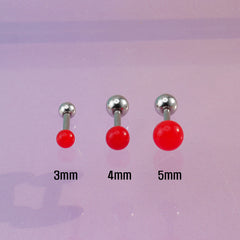 [Surgical] Red Acrylic Ball (3 Sizes) 16G 14G Body Piercing Back Piercing Cartilage Piercing 