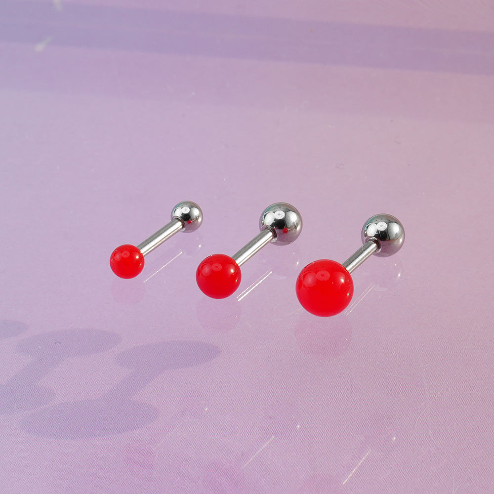 [Surgical] Red Acrylic Ball (3 Sizes) 16G 14G Body Piercing Back Piercing Cartilage Piercing 