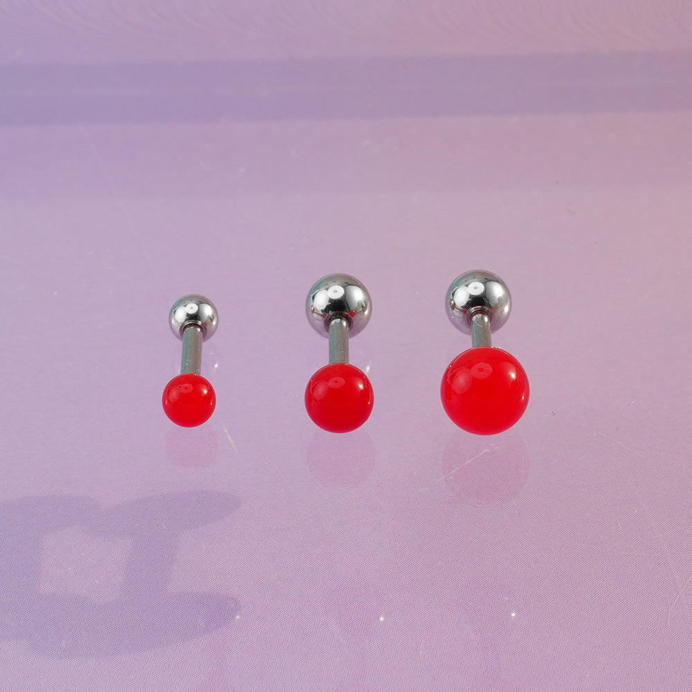 [Surgical] Red Acrylic Ball (3 Sizes) 16G 14G Body Piercing Back Piercing Cartilage Piercing 