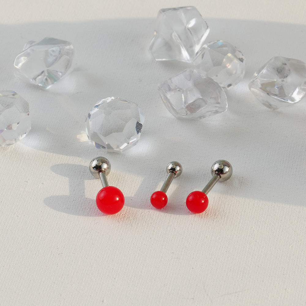 [Surgical] Red Acrylic Ball (3 Sizes) 16G 14G Body Piercing Back Piercing Cartilage Piercing 