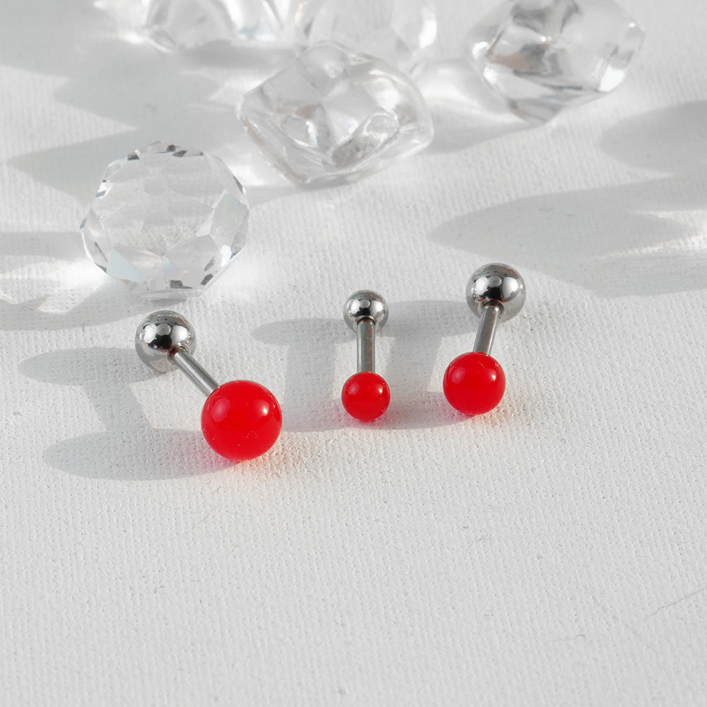 [Surgical] Red Acrylic Ball (3 Sizes) 16G 14G Body Piercing Back Piercing Cartilage Piercing 