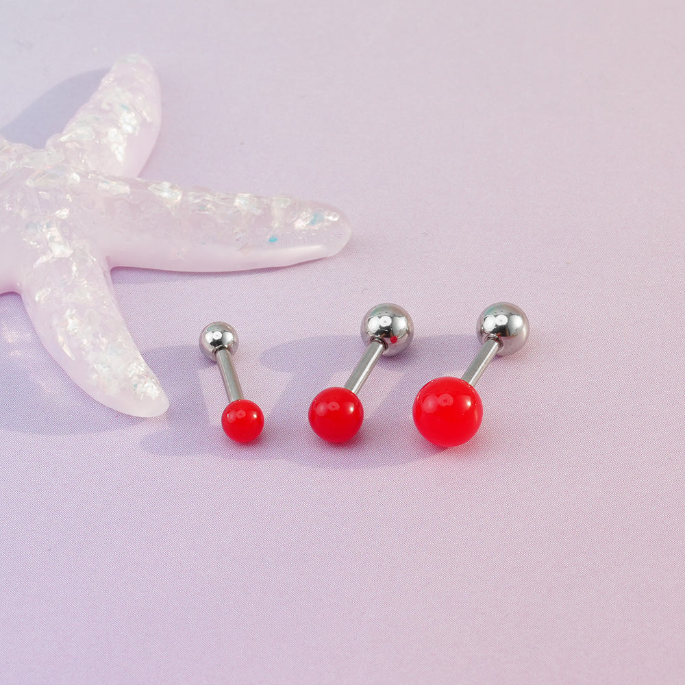 [Surgical] Red Acrylic Ball (3 Sizes) 16G 14G Body Piercing Back Piercing Cartilage Piercing 