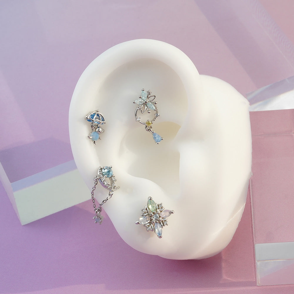 [Surgical] Bear Flower Crescent Drop (12Type) 16G/14G Body Piercing Back Piercing Cartilage Piercing 