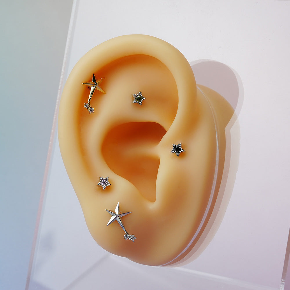 [サージカル]ミニ キュービック 星 スター(5Color) 16G 14G ボディピアス キャッチ ピアッシング 軟骨ピアス