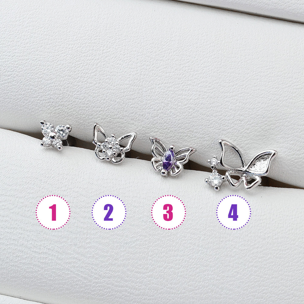 [Surgical] Butterfly (4 Types) 16G/14G Body Piercing Collection Back Piercing Cartilage Piercing 