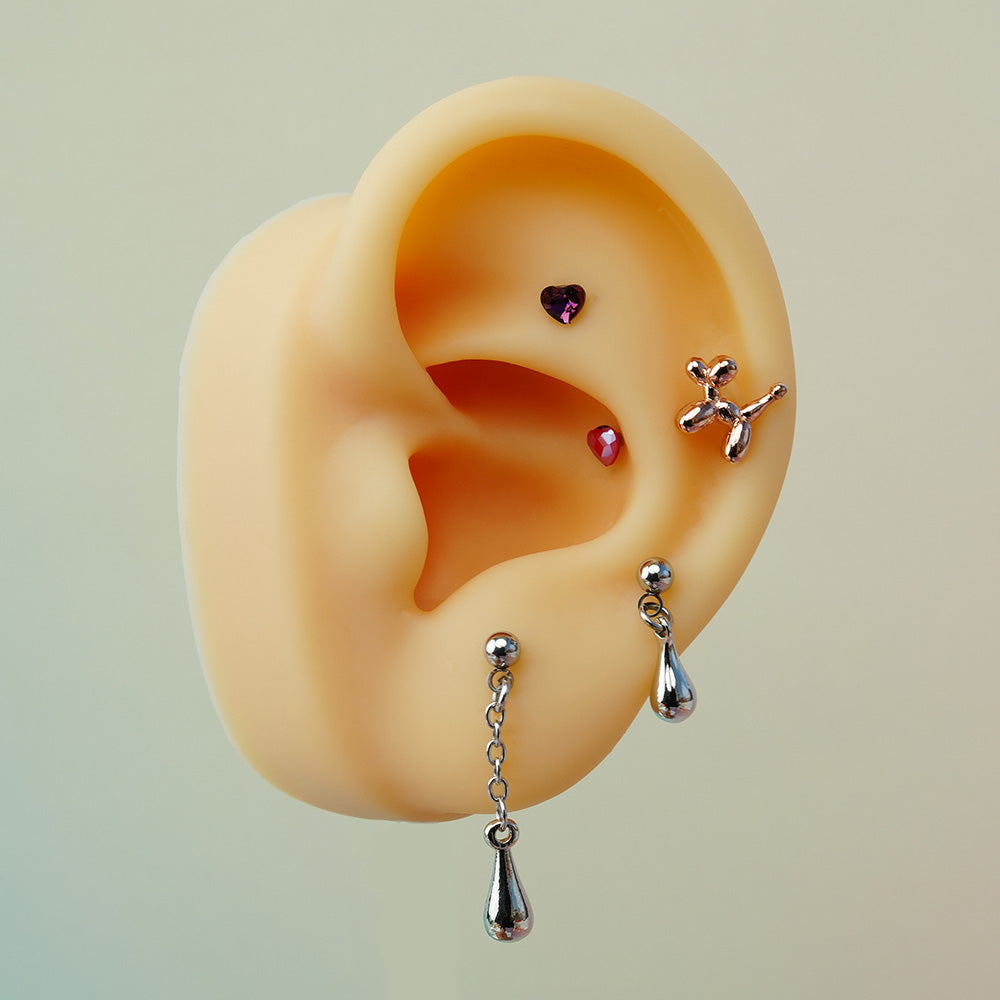 [Surgical] Mini Cubic Heart (6 Colors) 16G Body Piercing Back Piercing Cartilage Piercing 