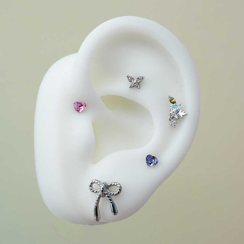 [Surgical] Mini Cubic Heart (6 Colors) 16G Body Piercing Back Piercing Cartilage Piercing 