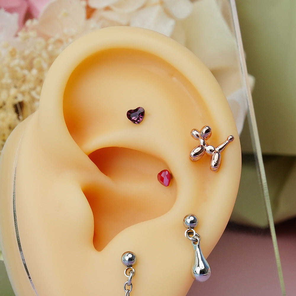 [Surgical] Mini Cubic Heart (6 Colors) 16G Body Piercing Back Piercing Cartilage Piercing 