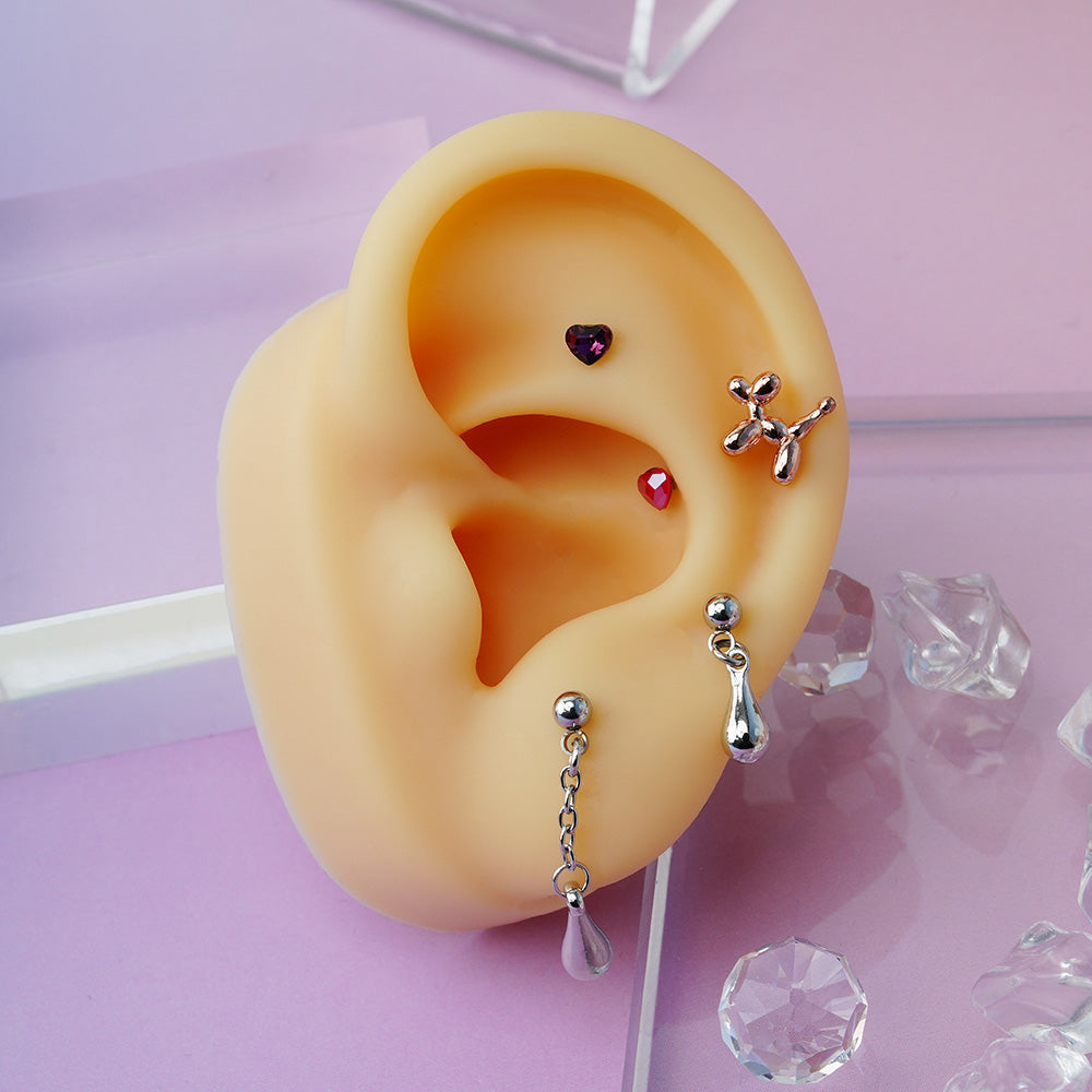 [Surgical] Mini Cubic Heart (6 Colors) 16G Body Piercing Back Piercing Cartilage Piercing 