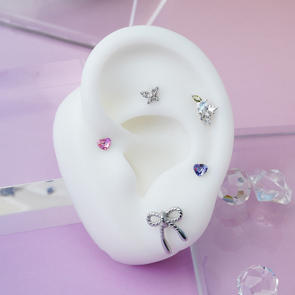 [Surgical] Mini Cubic Heart (6 Colors) 16G Body Piercing Back Piercing Cartilage Piercing 