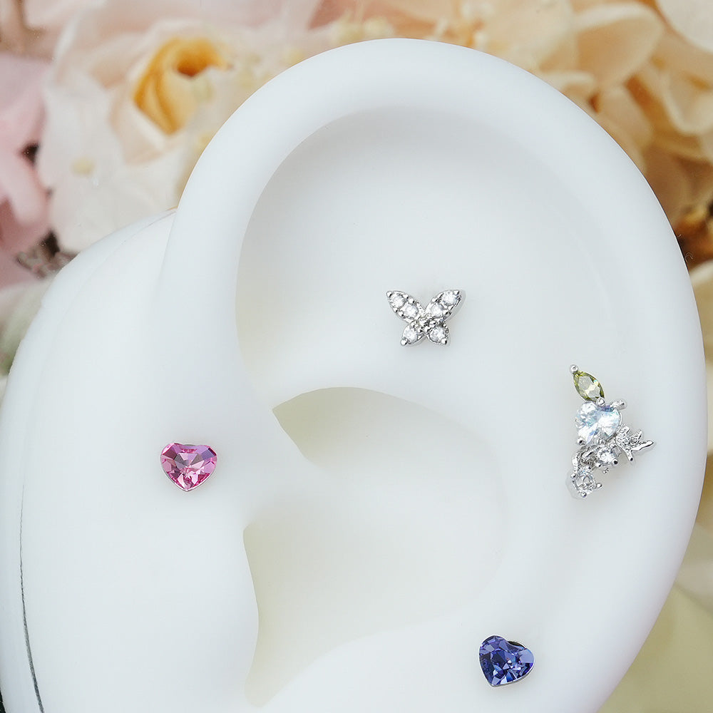 [Surgical] Mini Cubic Heart (6 Colors) 16G Body Piercing Back Piercing Cartilage Piercing 