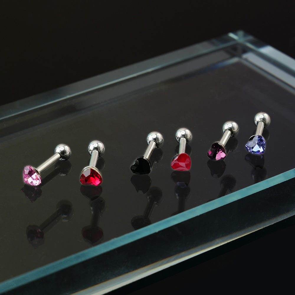 [Surgical] Mini Cubic Heart (6 Colors) 16G Body Piercing Back Piercing Cartilage Piercing 