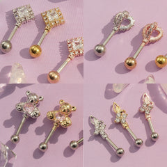 8th edition [16G/14G] Cute antenna helix body piercing cartilage piercing single ear 16G 14G collection 